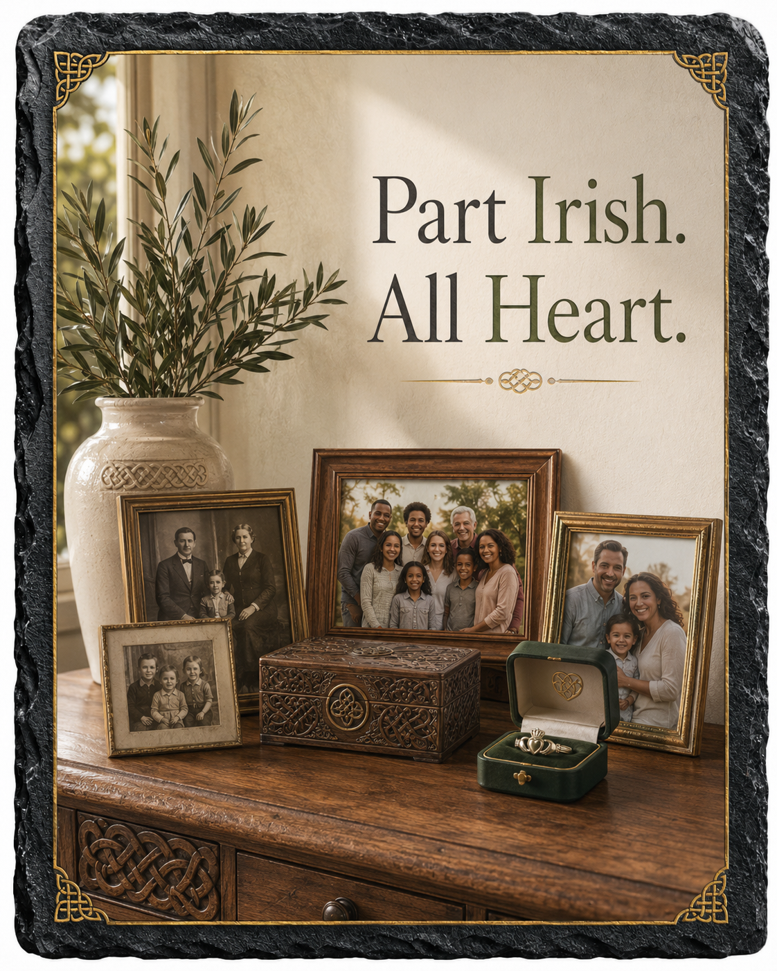 Part Irish. All Heart — 5.9 x 7.9 Inch Slate with Display Holder