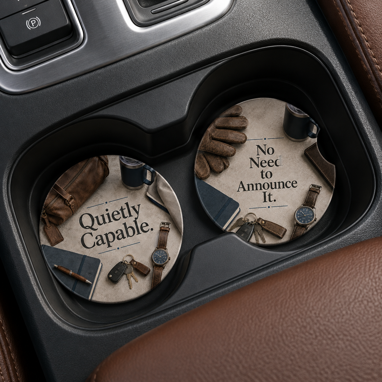 Quietly Capable & No Need to Announce It — Car Coaster Set