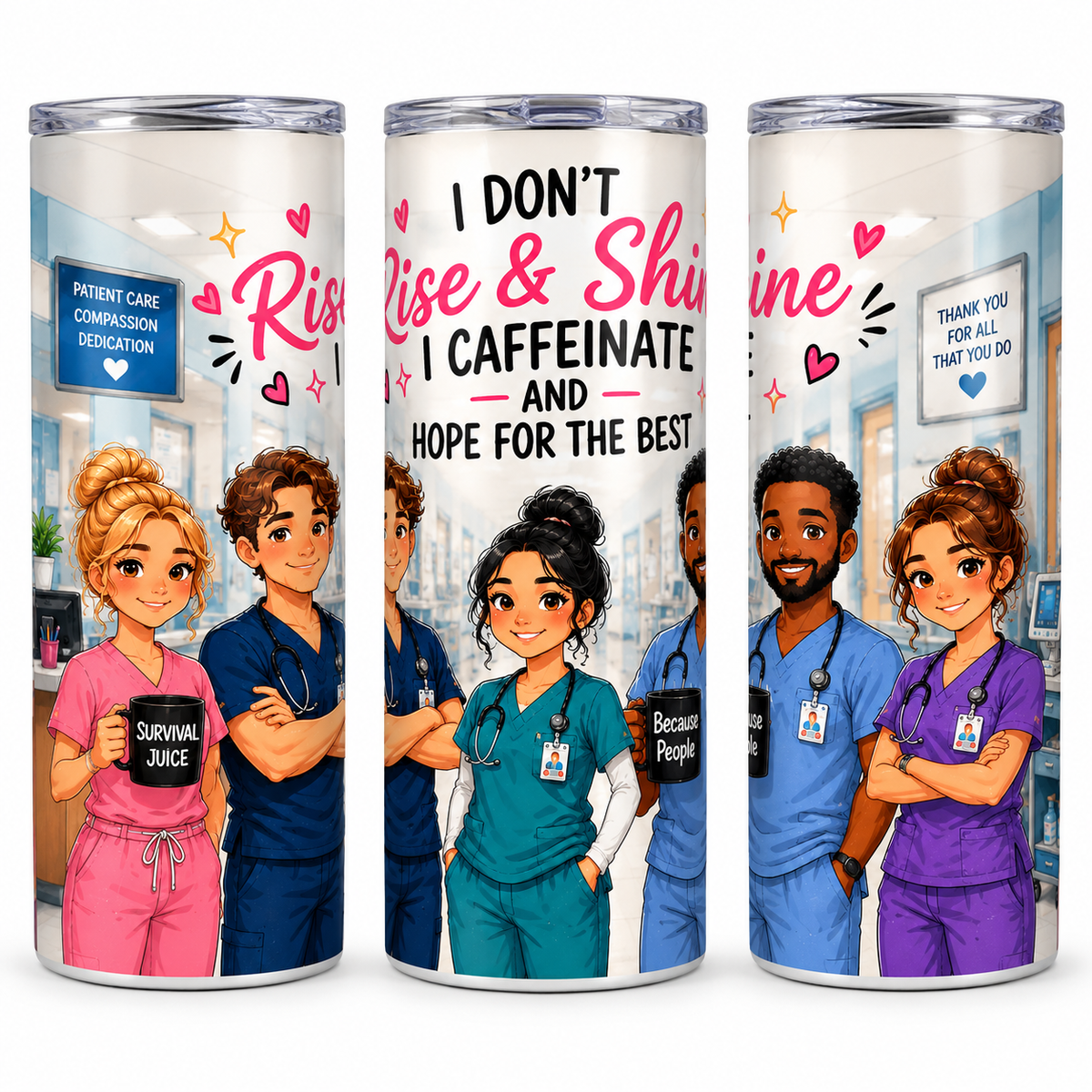 I Don't Rise & Shine. I Caffinate and Hope for the Best - 20oz Skinny Tumbler