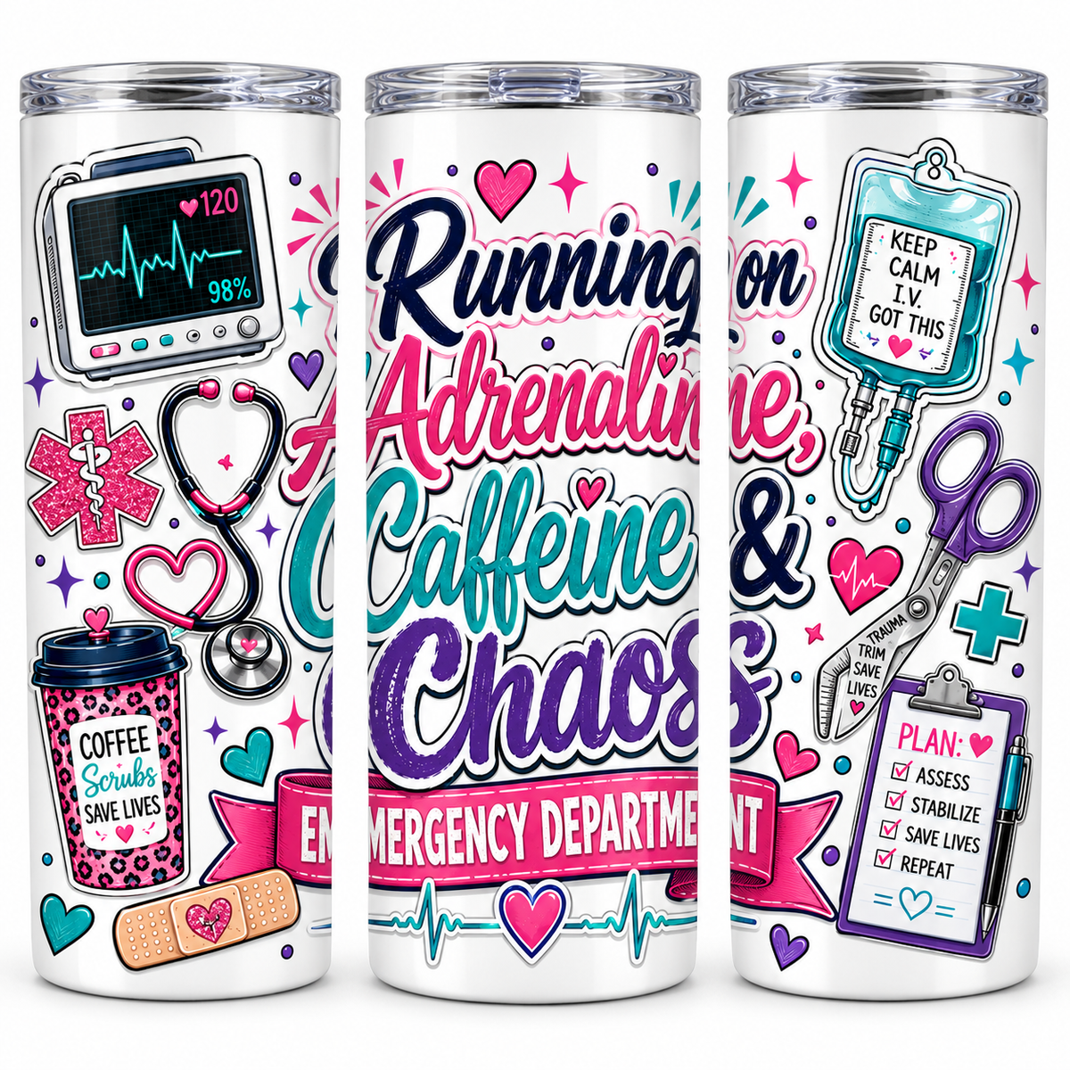Running on Adrenaline, Caffeine, & Chaos - Emergency Department - 20oz Skinny Tumbler
