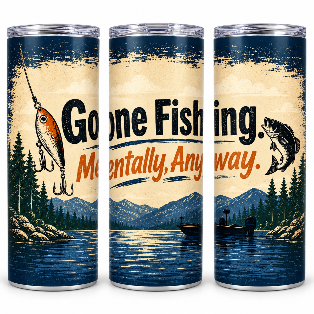 Gone Fishing. Mentally, Anyway 20oz Skinny Tumbler