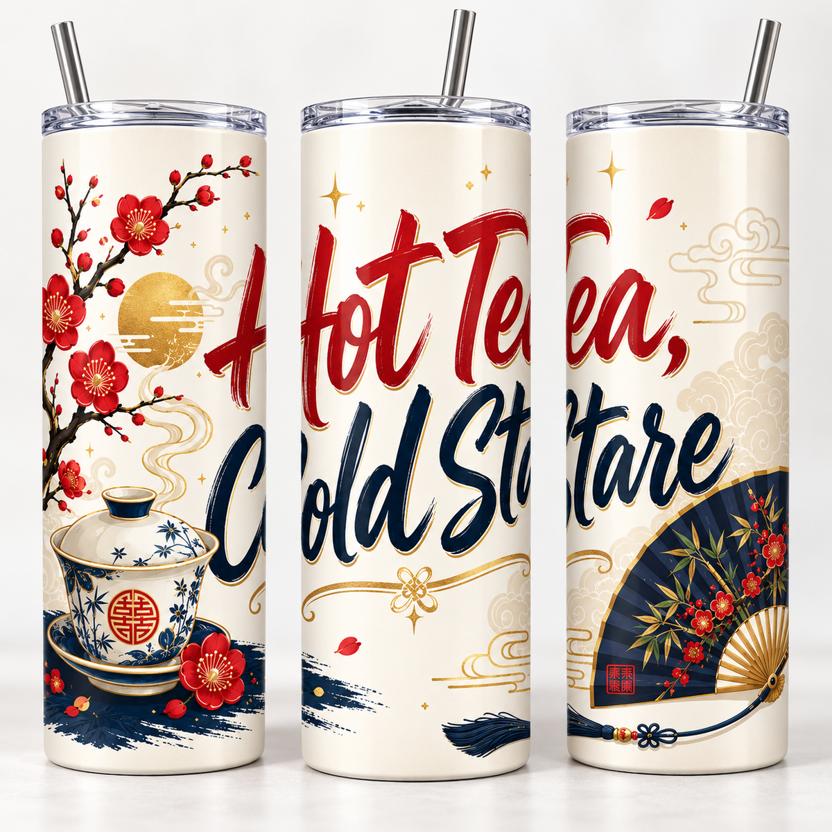 Hot Tea, Cold Stare - 20oz Skinny Tumbler