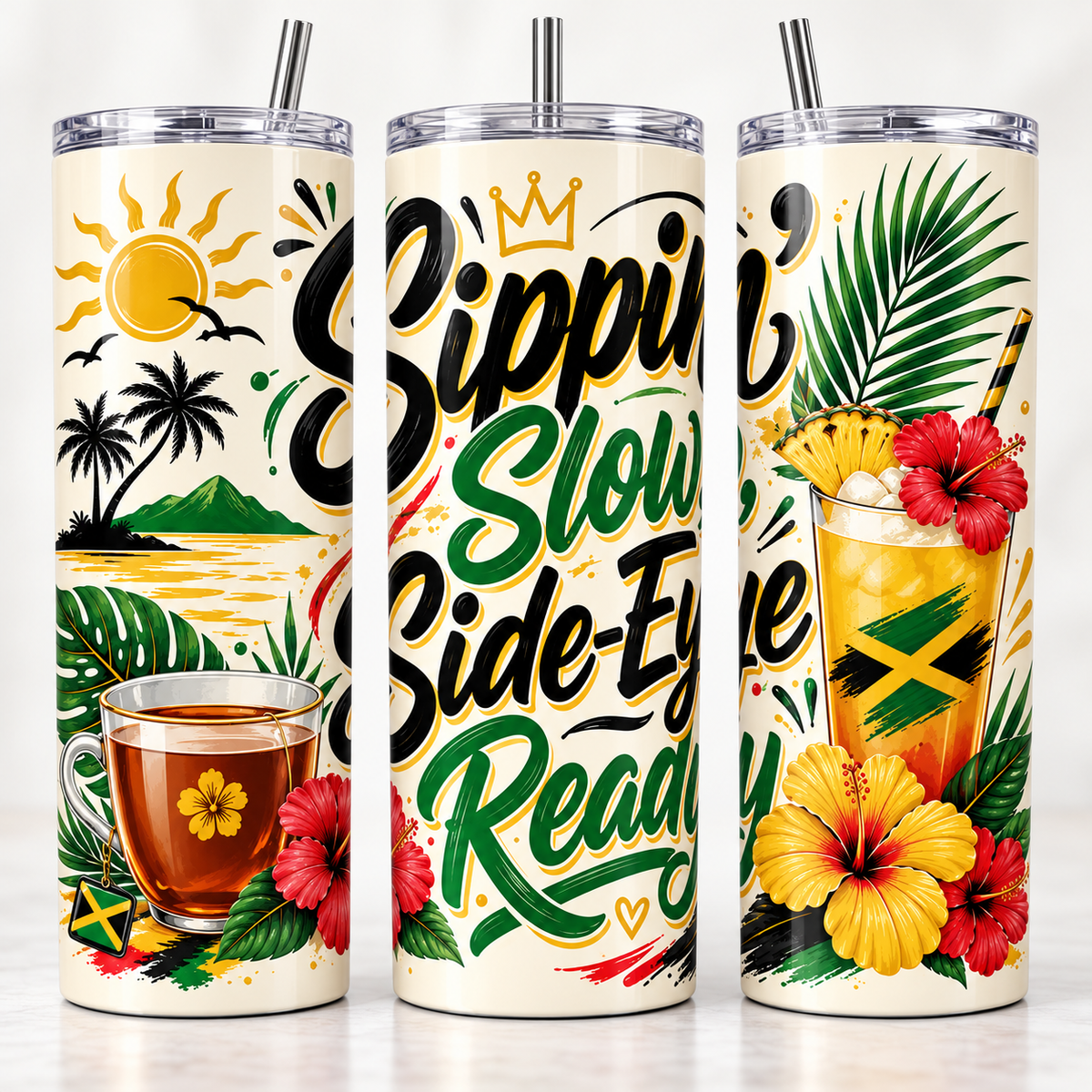 Sippin' Slow, Side-Eye Ready - 20oz Skinny Tumbler