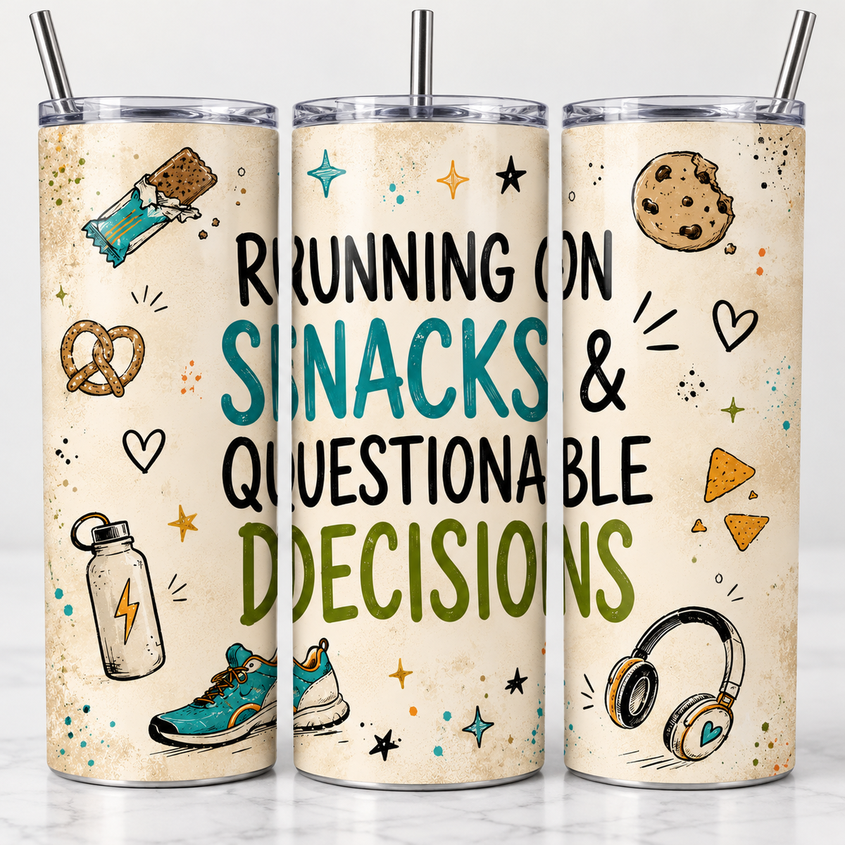Running on Snacks and Questionable Decisions — 20oz Skinny Tumbler