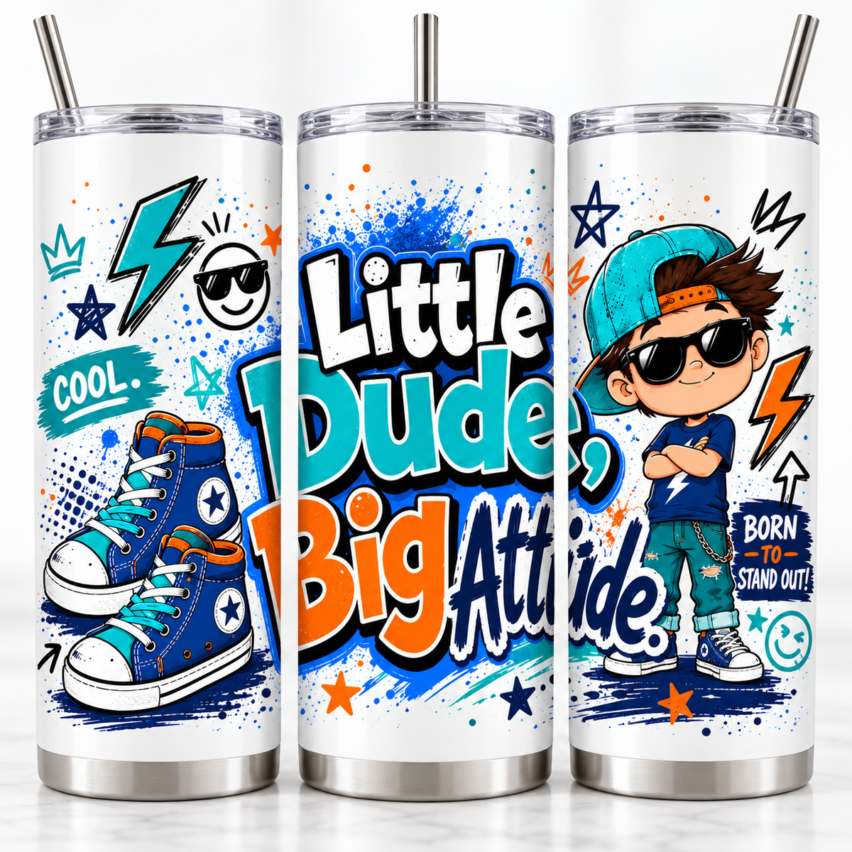 Little Dude, Big 'Tude 15 oz Kids Tumbler
