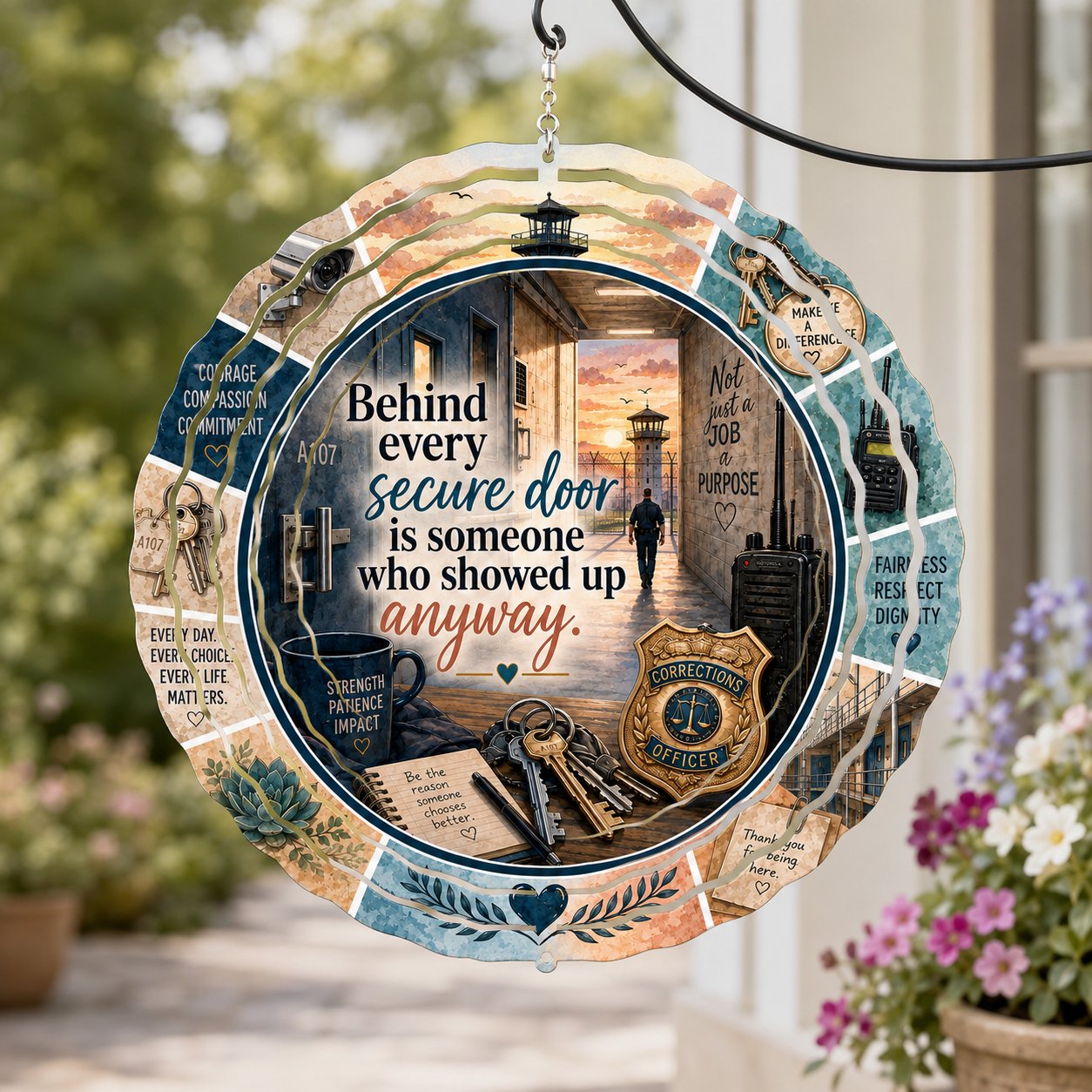 Behind Every Secure Door Is Someone Who Showed Up Anyway. — 8" Wind Spinner