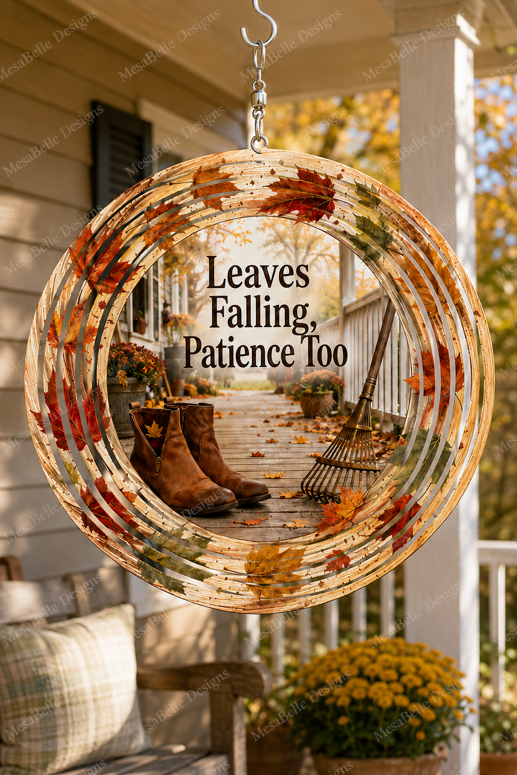 Leaves Falling, Patience too. — 8" Double Sided Wind Spinner