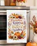 Pumpkin Kisses & Harvest Wishes — 16x24 Waffle Weave Microfiber Dish Towel