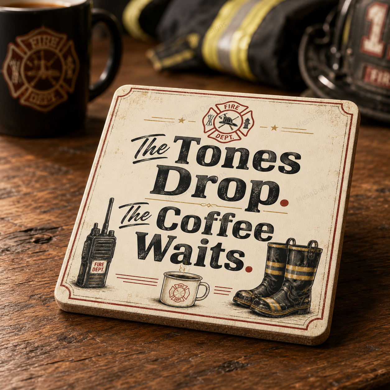 "The tones drop. The coffee waits." — Coaster