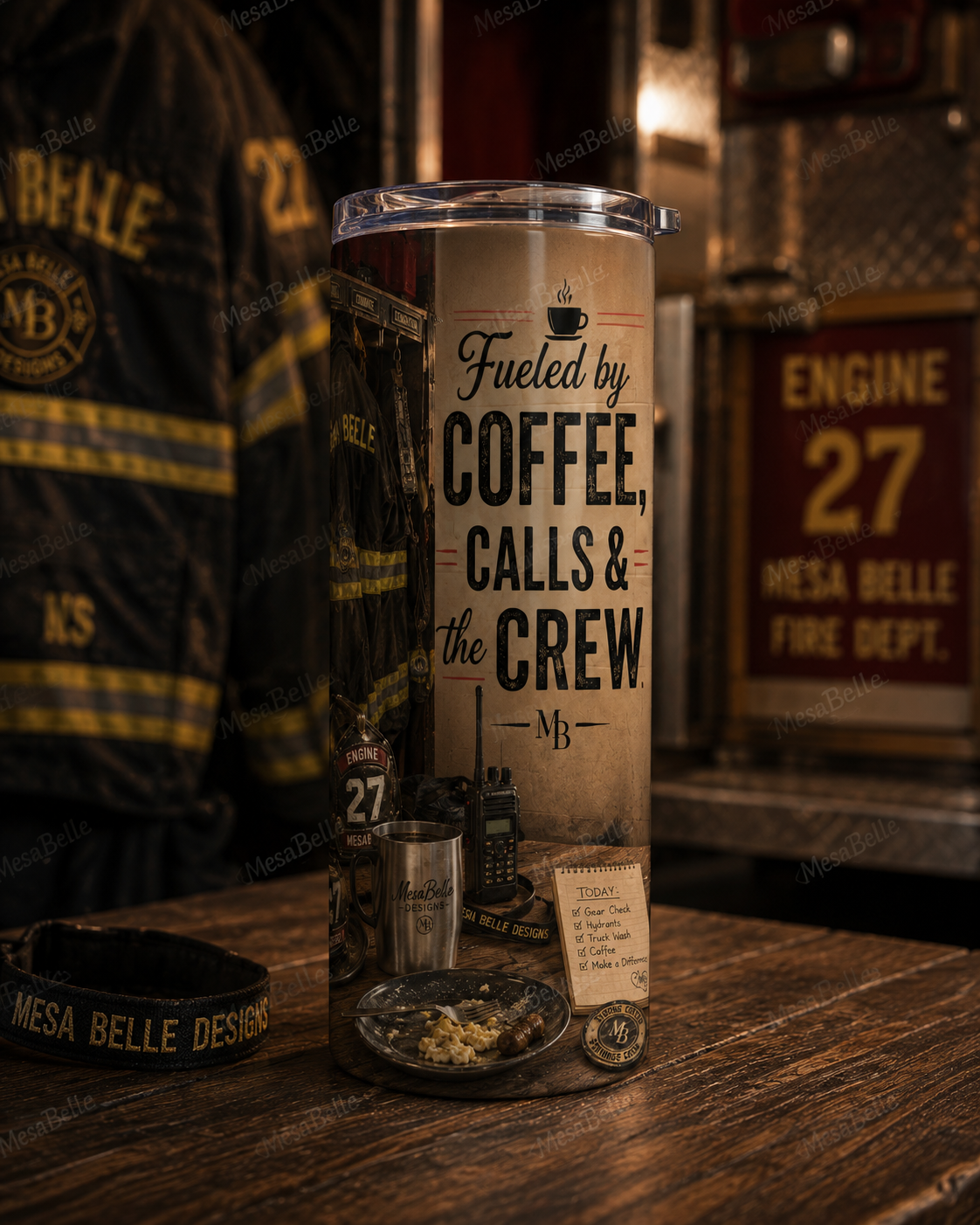 Fueled by Coffee, Calls, & the Crew. — 20oz Skinny Tumbler