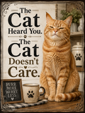 The Cat Heard You. The Cat Doesn't Care. — 5.9 x 7.9 Inch Slate with Display Holder
