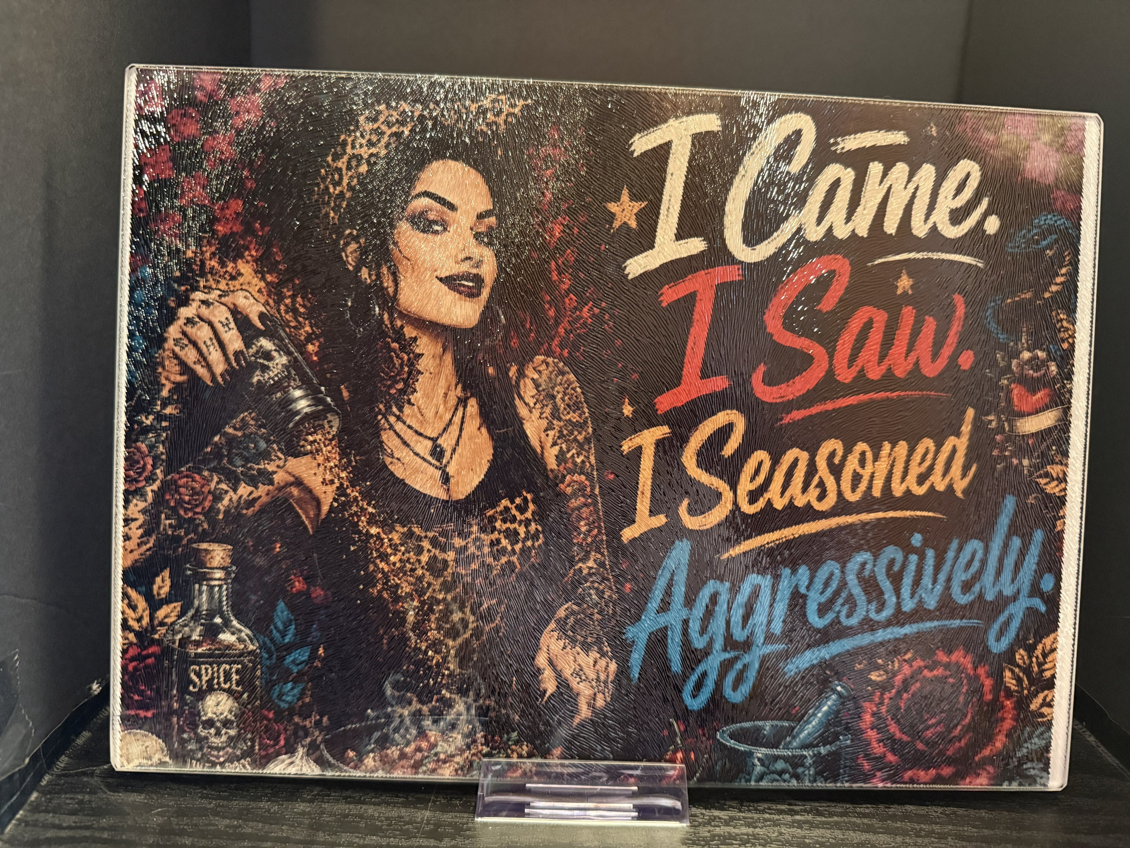 I Came, I Saw, I Seasoned Aggressively - 11"x7.87" Glass Cutting Board