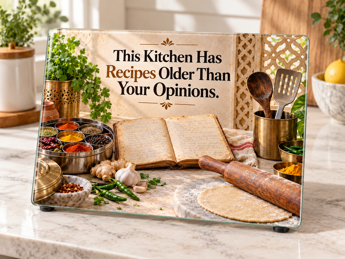 This Kitchen Has Recipes Older Than Your Opinions - 11"x7.87" Glass Cutting Board