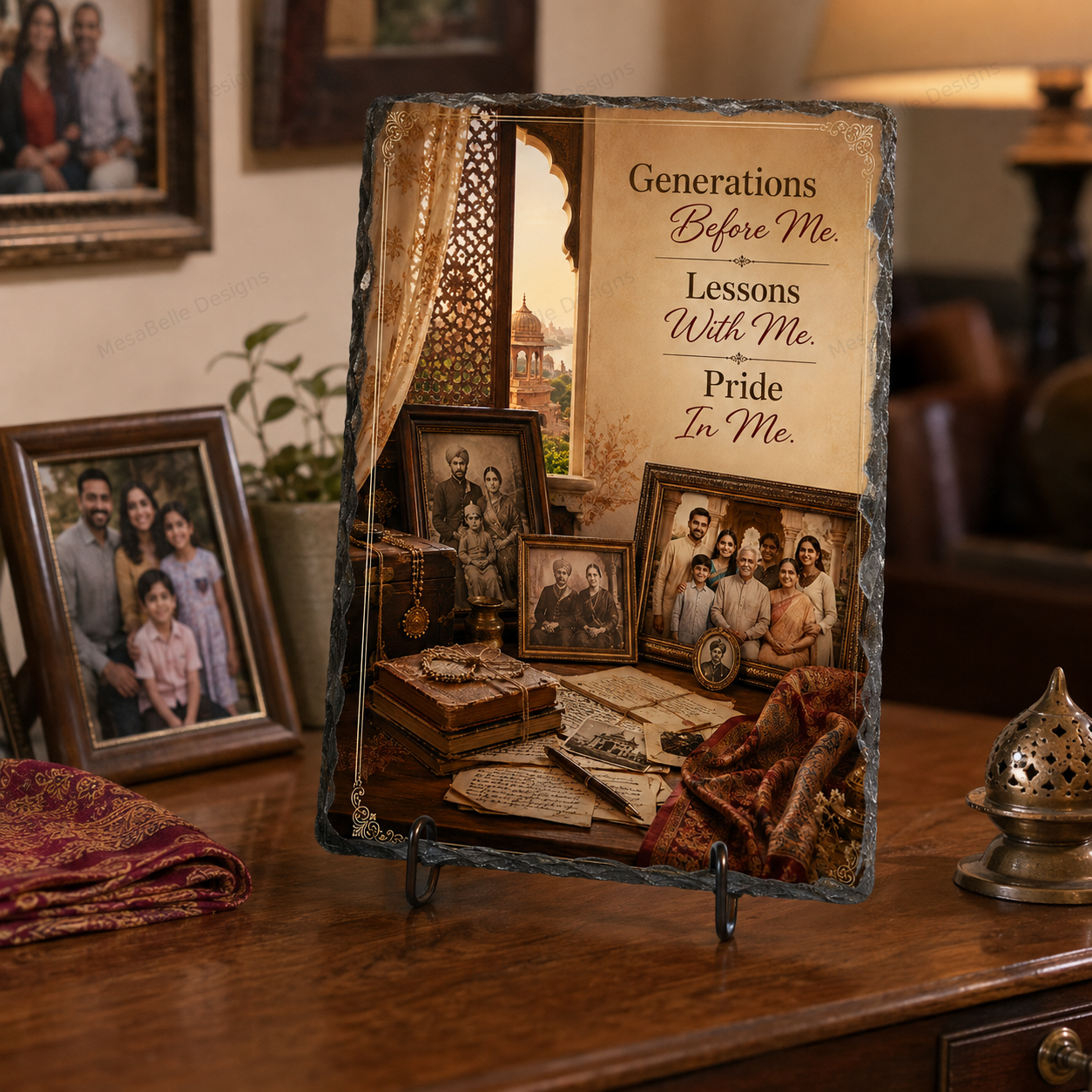 Generations Before Me. Lessons With Me. Pride in Me. — 5.9 x 7.9 Inch Slate with Display Holder