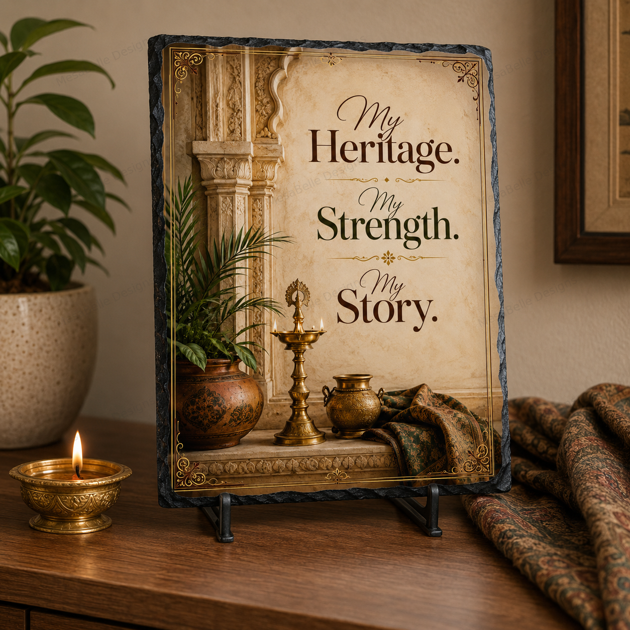 My Heritage. My Strength. My Story. — 5.9 x 7.9 Inch Slate with Display Holder