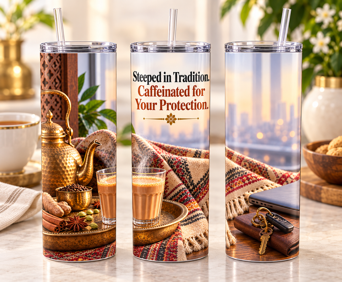 Heritage Steeped, Caffeine Deployed — 20oz Skinny Tumbler