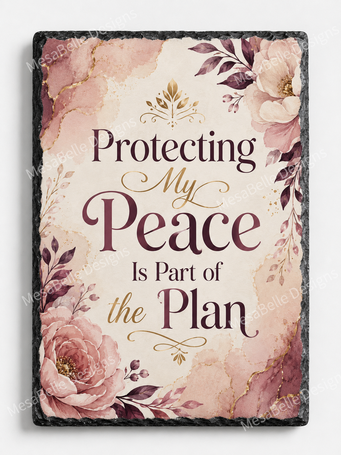 Protecting My Peace Is Part of the Plan. — 5.9 x 7.9 Inch Slate with Display Holder