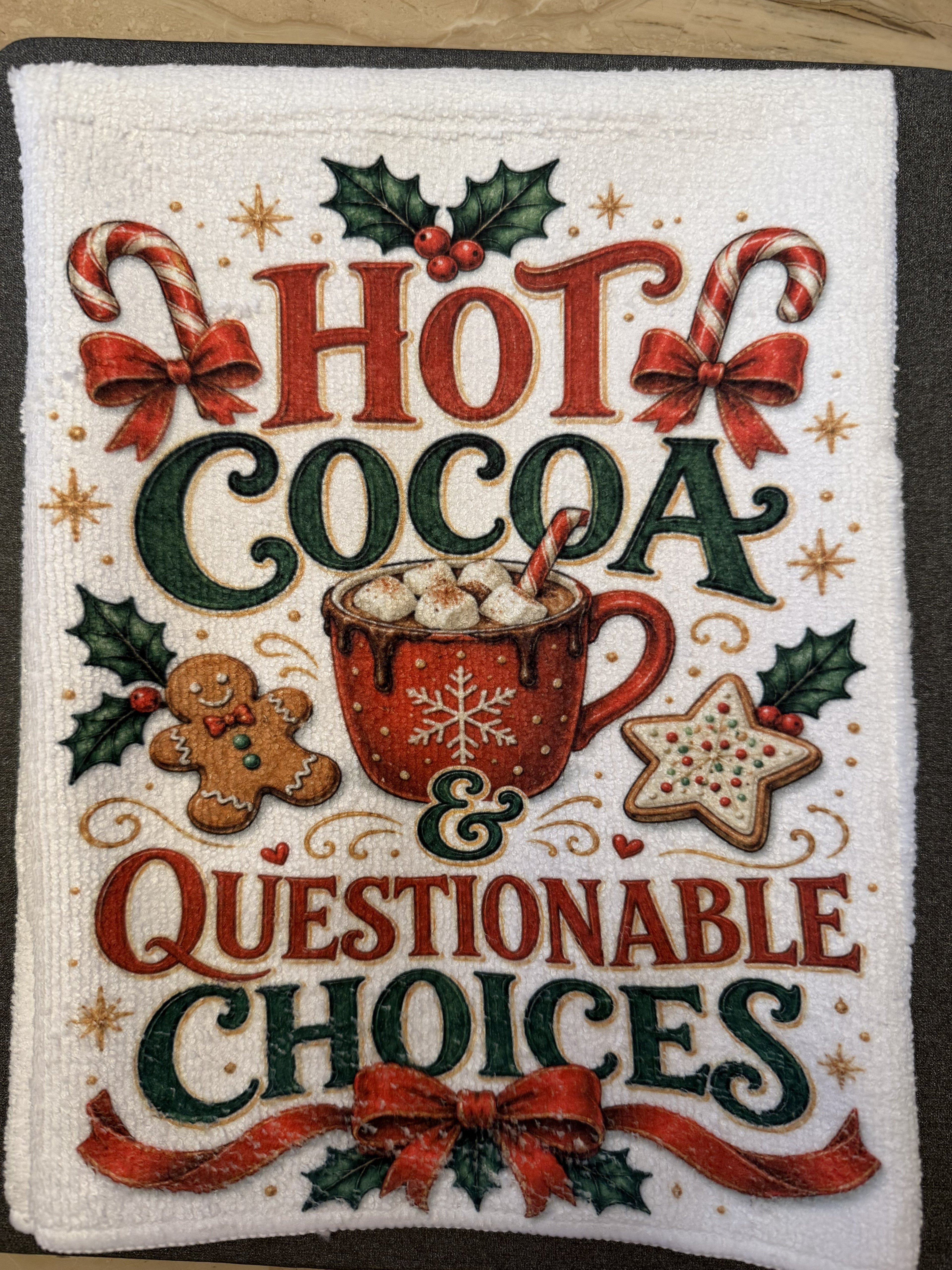 Hot Cocoa & Questionable Choices - Microfiber Dish Towel
