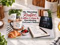 My Morning Routine: Coffee, Crime & Questioning Everyone's Motives — 11" x 7.87" Glass Cutting Board