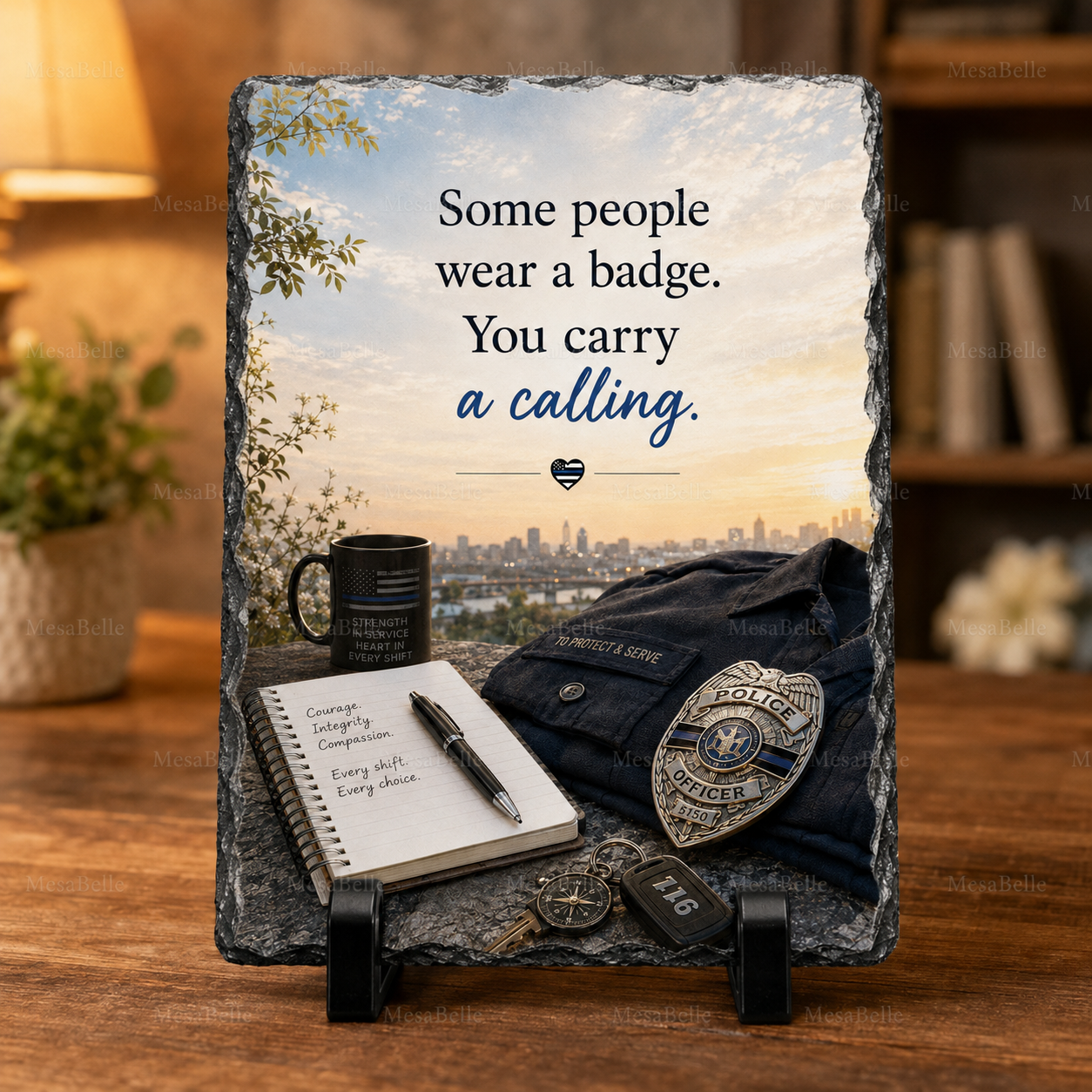 Some People Wear a Badge. You Carry a Calling. — 5.9 x 7.9 Inch Slate with Display Holder