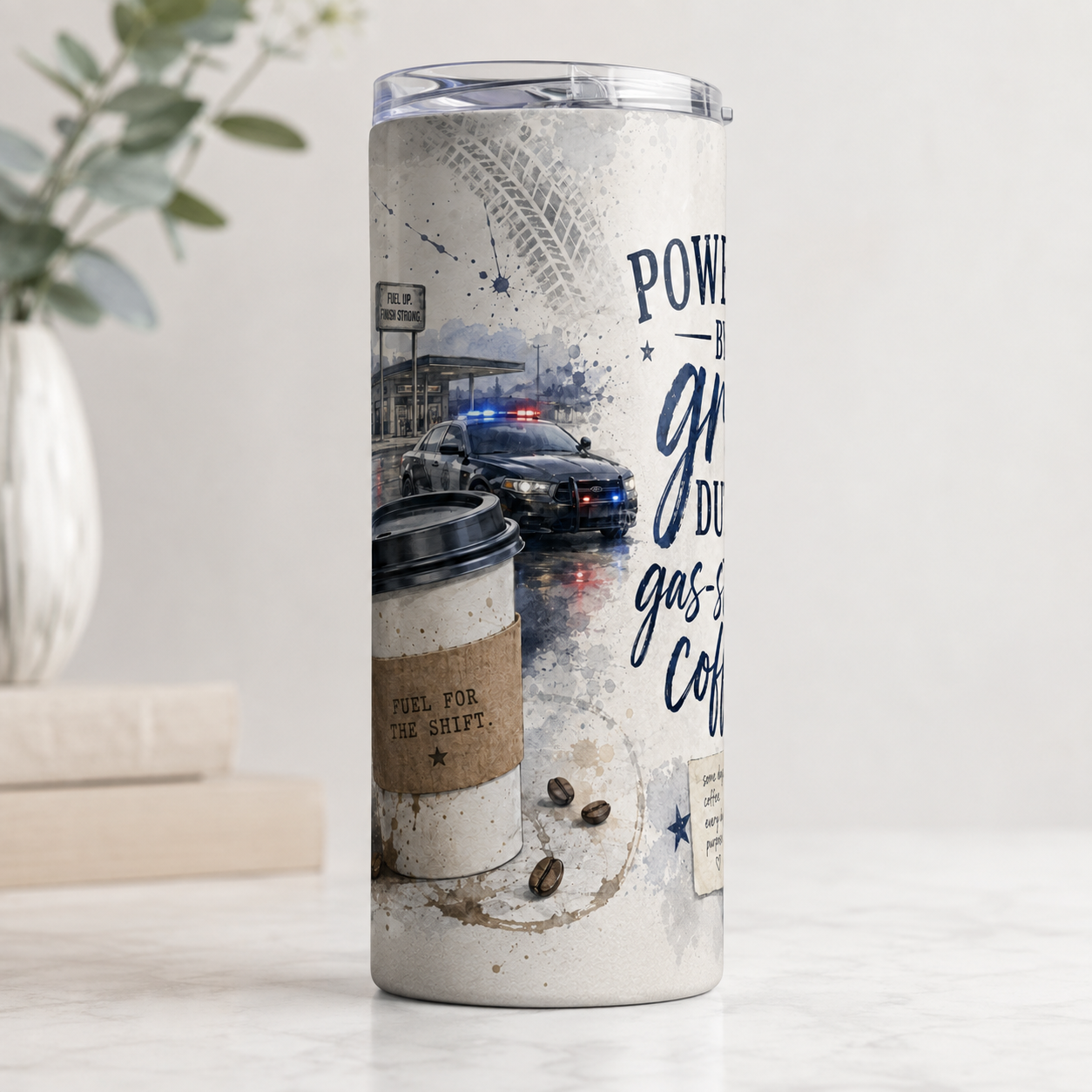Powered by Grit, Duty, and Gas-Station Coffee. — 20oz Skinny Tumbler