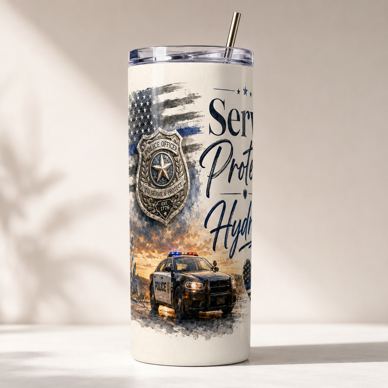 Serve. Protect. Hydrate. — 20oz Skinny Tumbler