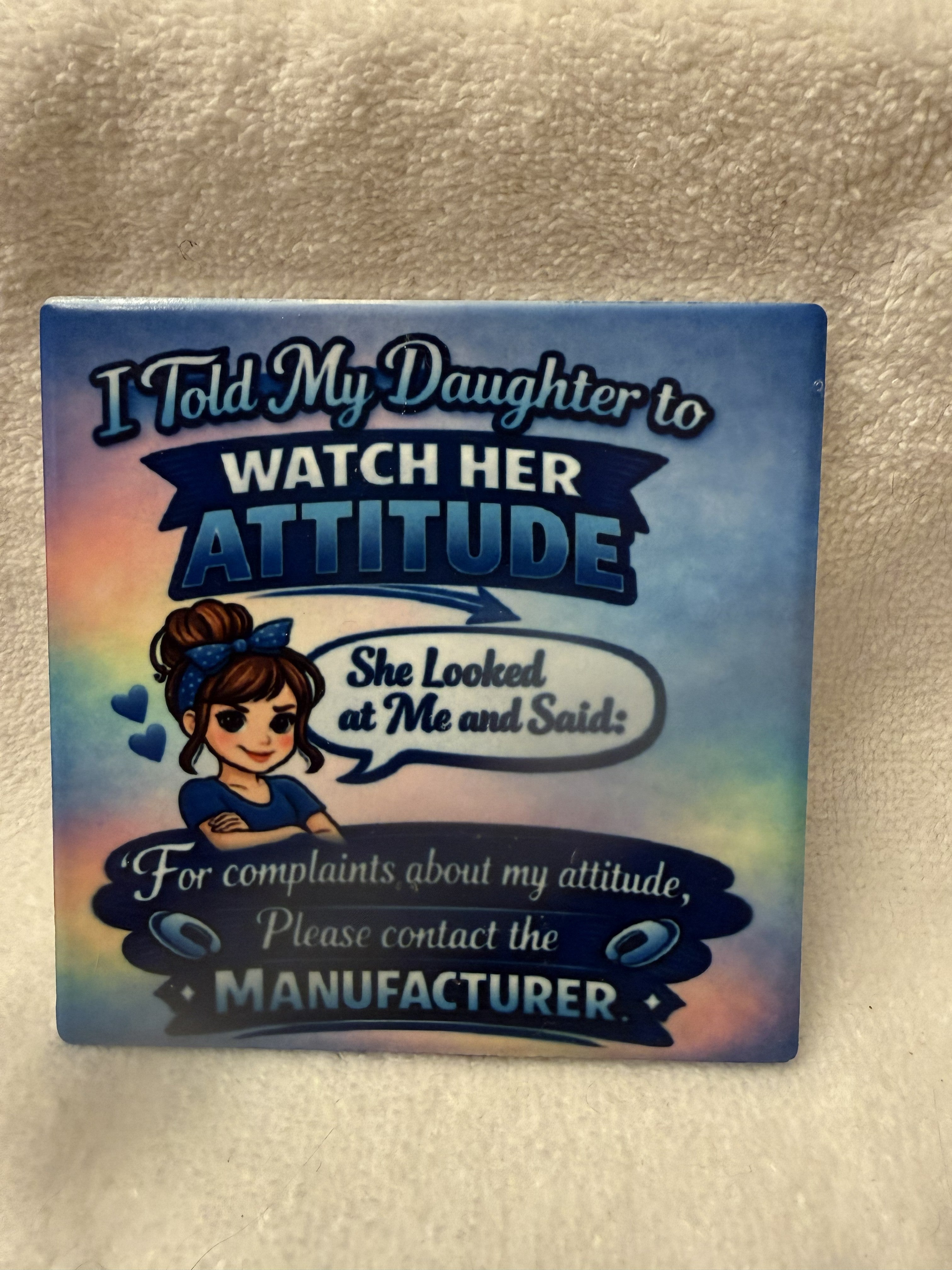 "Contact the Manufacturer" Daughter Coaster with Cork Back