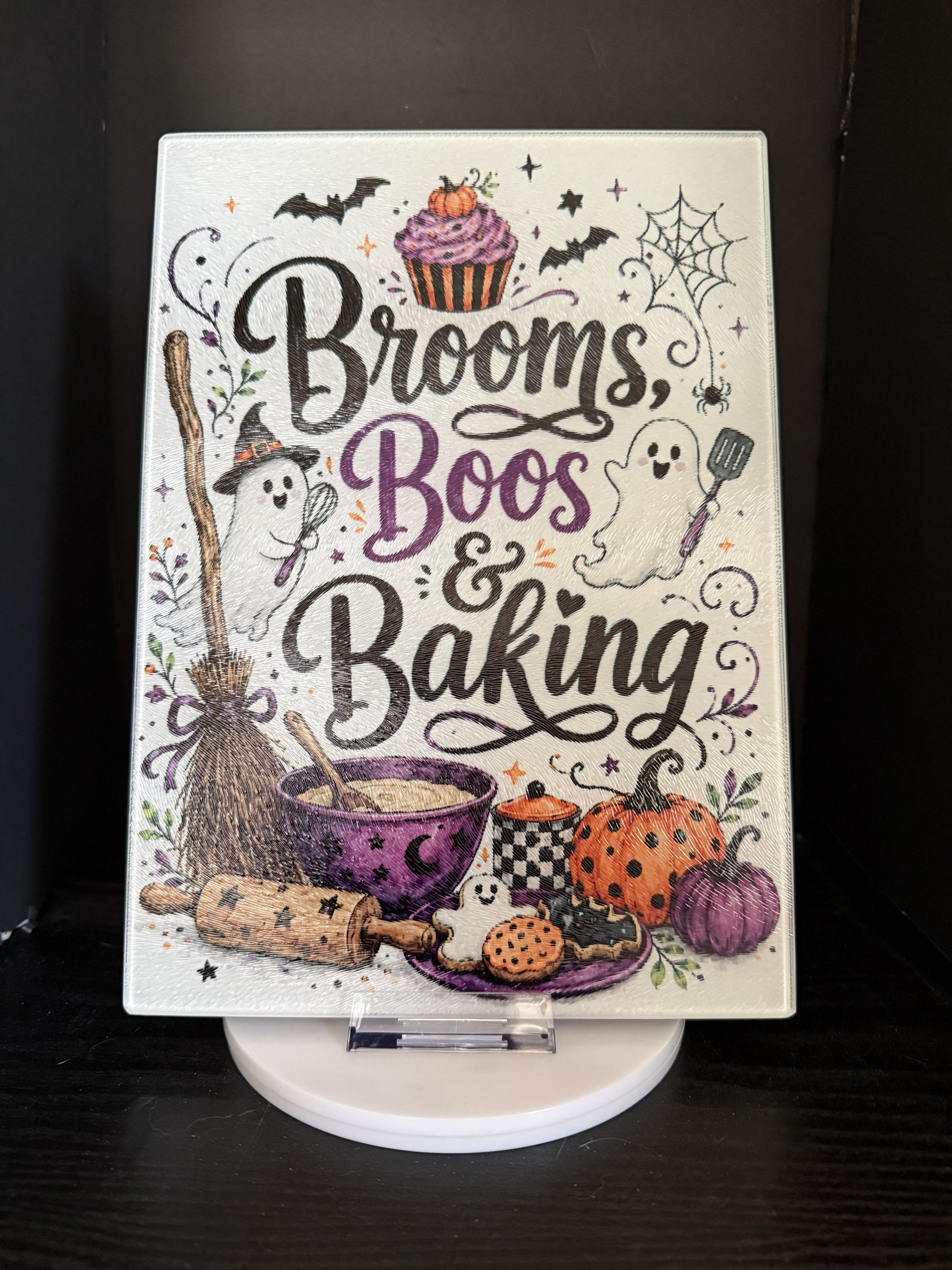 Brooms, Boos & Baking - 11"x7.87" Glass Cutting Board