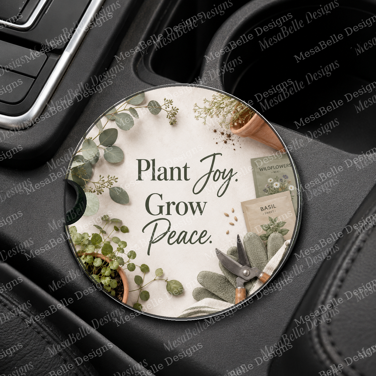 Plant Joy. Grow Peace. — Car Coaster