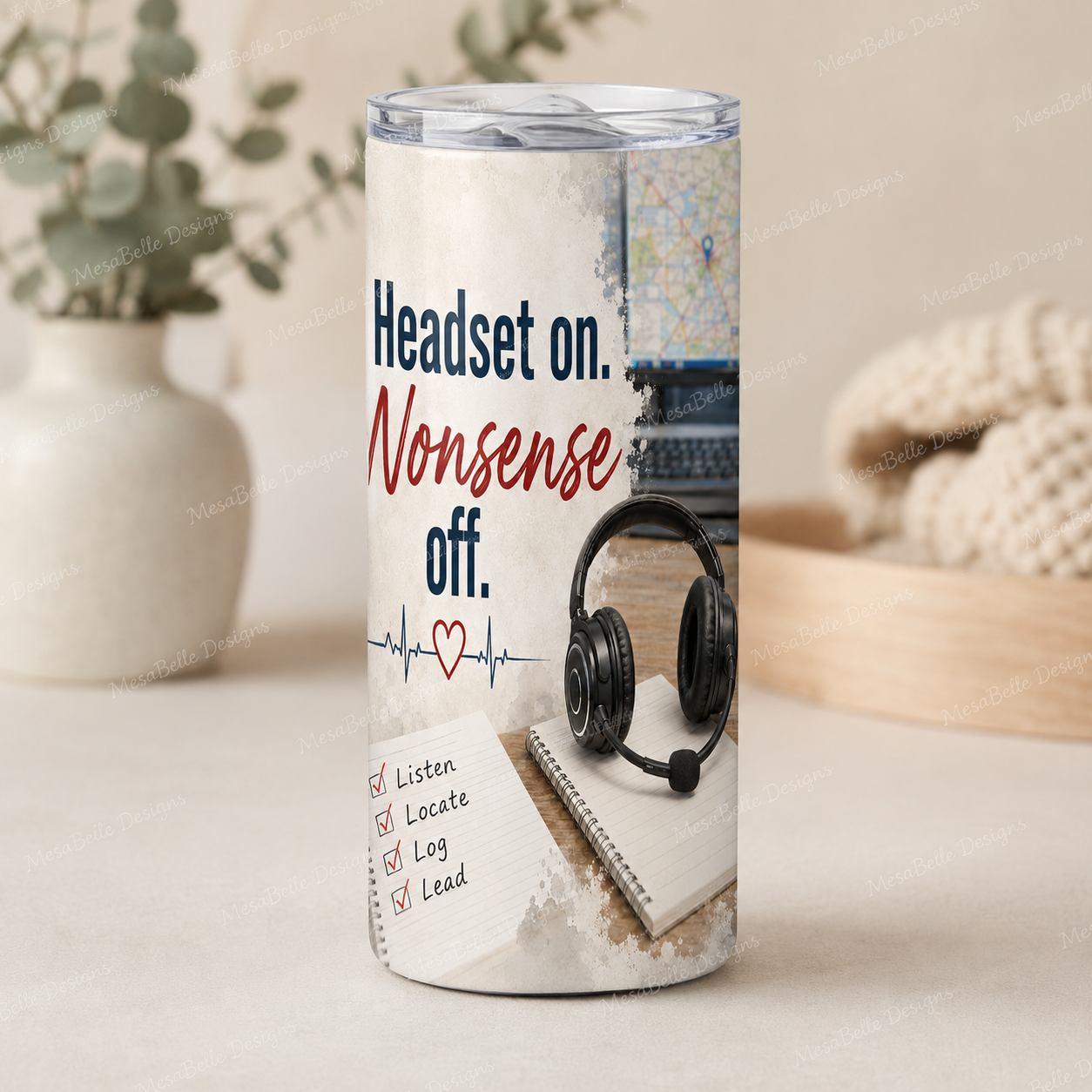 Headset On. Nonsense Off. — 20oz Skinny Tumbler