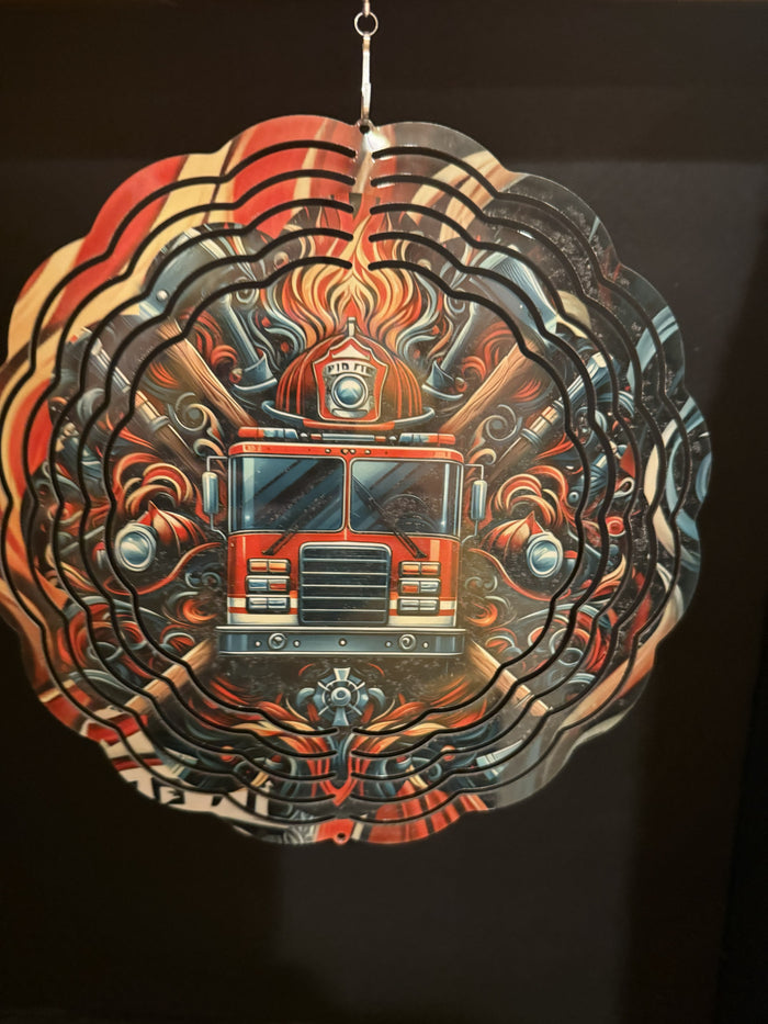 Firefighter Wind Spinner - 8" Double Sided Wind Spinner