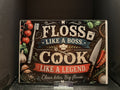 Floss Like a Boss. Cook Like a Legend. - 11"x7.87" Glass Cutting Board