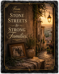 From Stone Streets to Strong Families. — 5.9 x 7.9 Inch Slate with Display Holder