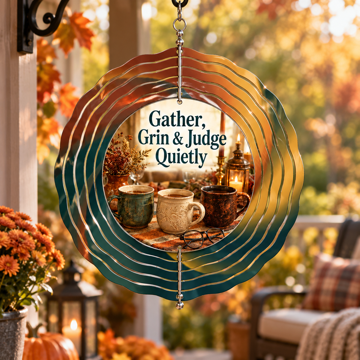 Gather, grin & judge quietly — 8" Double Sided Wind Spinner