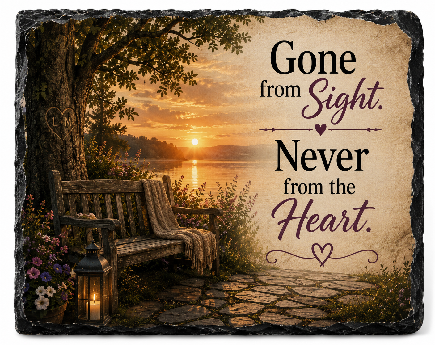 Gone from Sight. Never from the Heart. — 5.9 x 7.9 Inch Slate with Display Holder