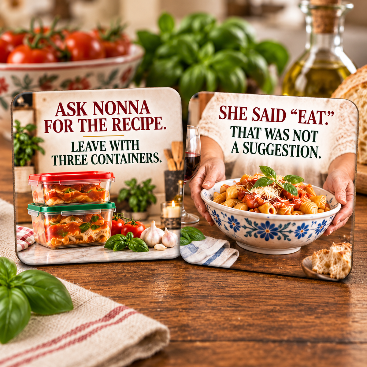 The Nonna Said Eat Duo - Set of 2 Ceramic Coasters