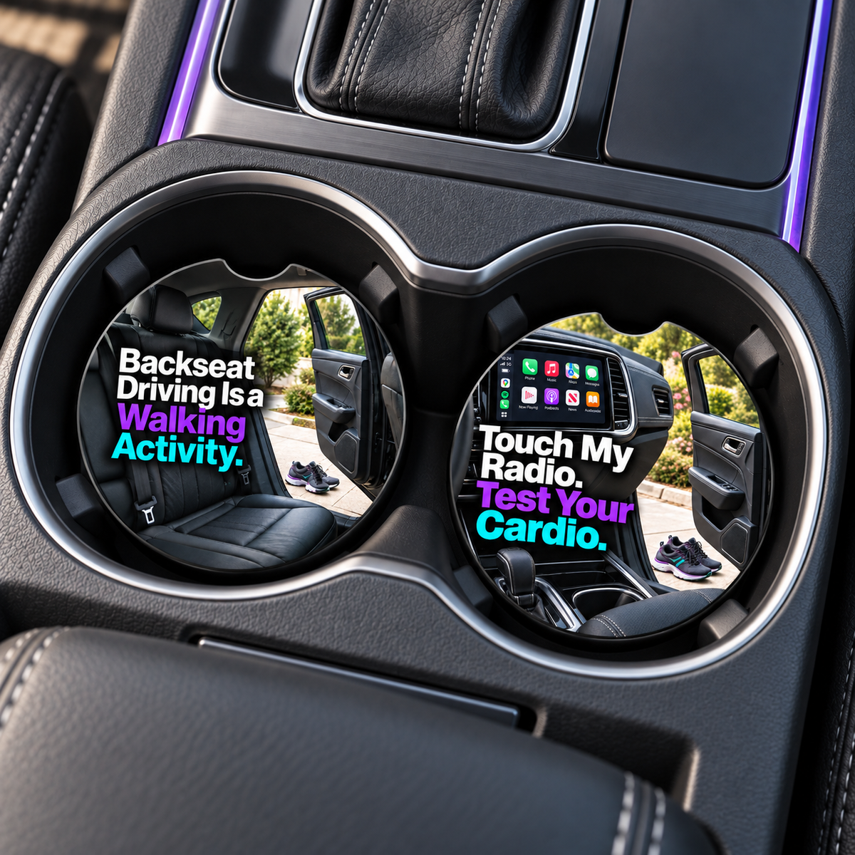Passenger Rules: Sit Down & Don’t Touch the Radio — Car Coaster Set