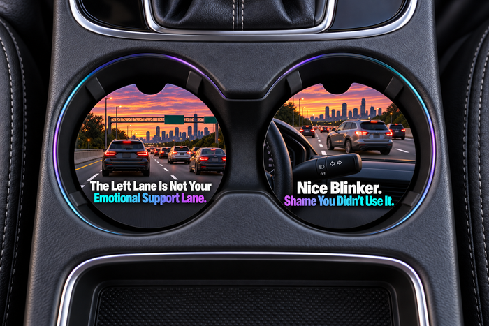 Lane Therapy Denied, Blinker Required — Car Coaster Set