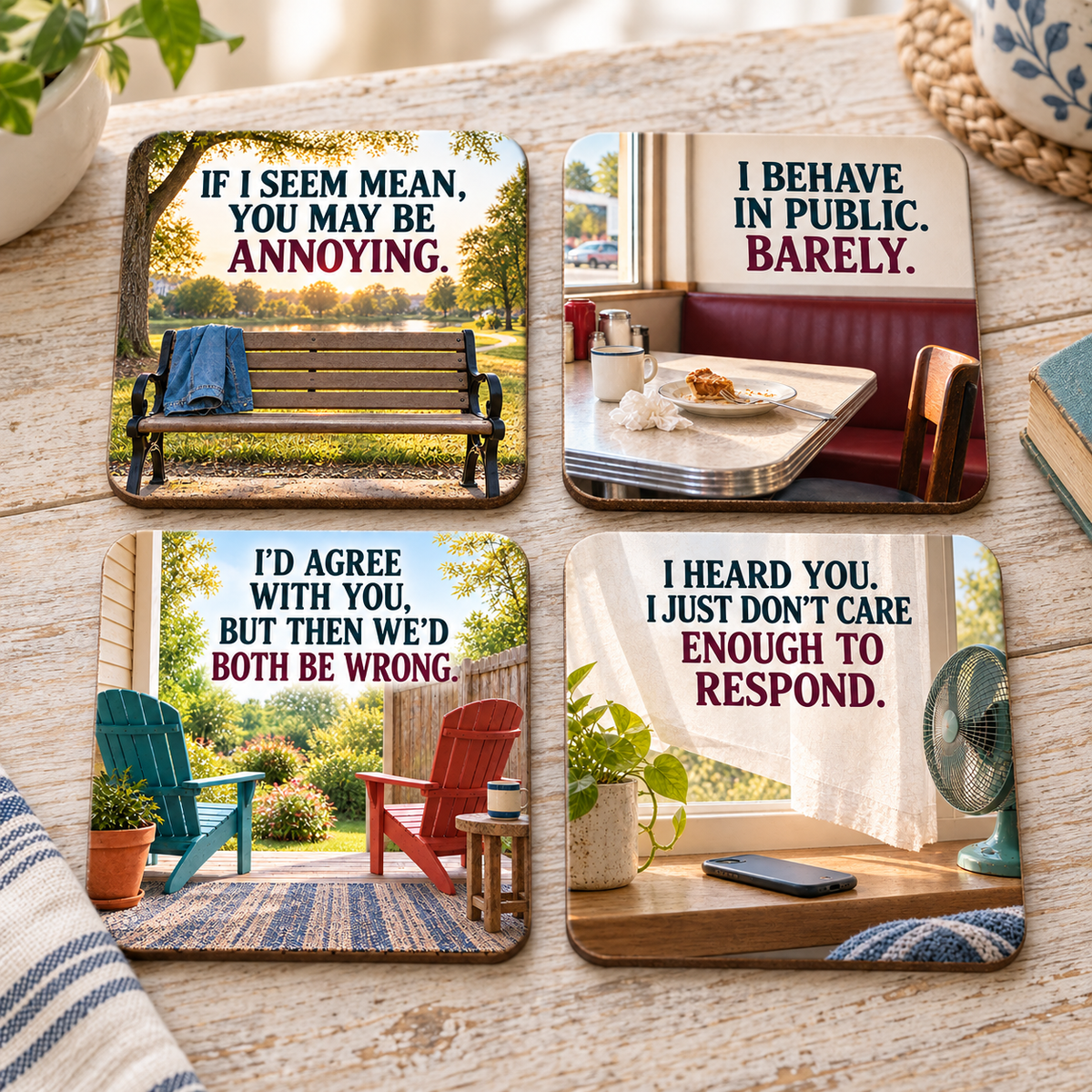 The Barely Behaved Quartet - Set of 4 Ceramic Coasters