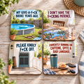 The Zero F*cks, Full Caffeine Quartet - Set of 4 Ceramic Coasters