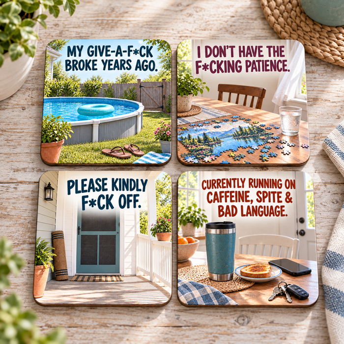 The Zero F*cks, Full Caffeine Quartet - Set of 4 Ceramic Coasters
