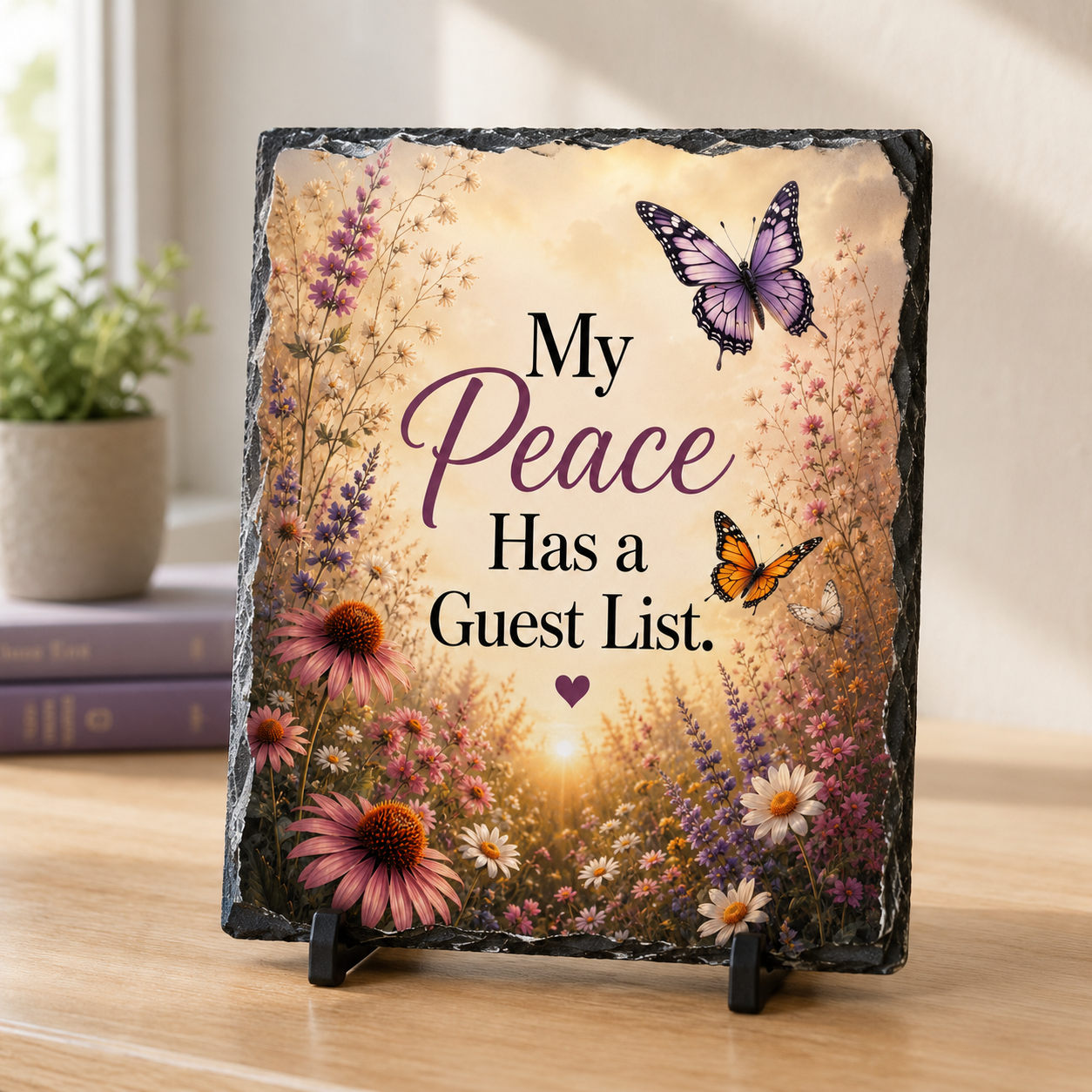 My Peace Has a Guest List — 5.9 x 7.9 Inch Slate with Display Holder