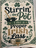 Stirrin' the Pot Like a Proper Irish Lass - Microfiber Dish Towel