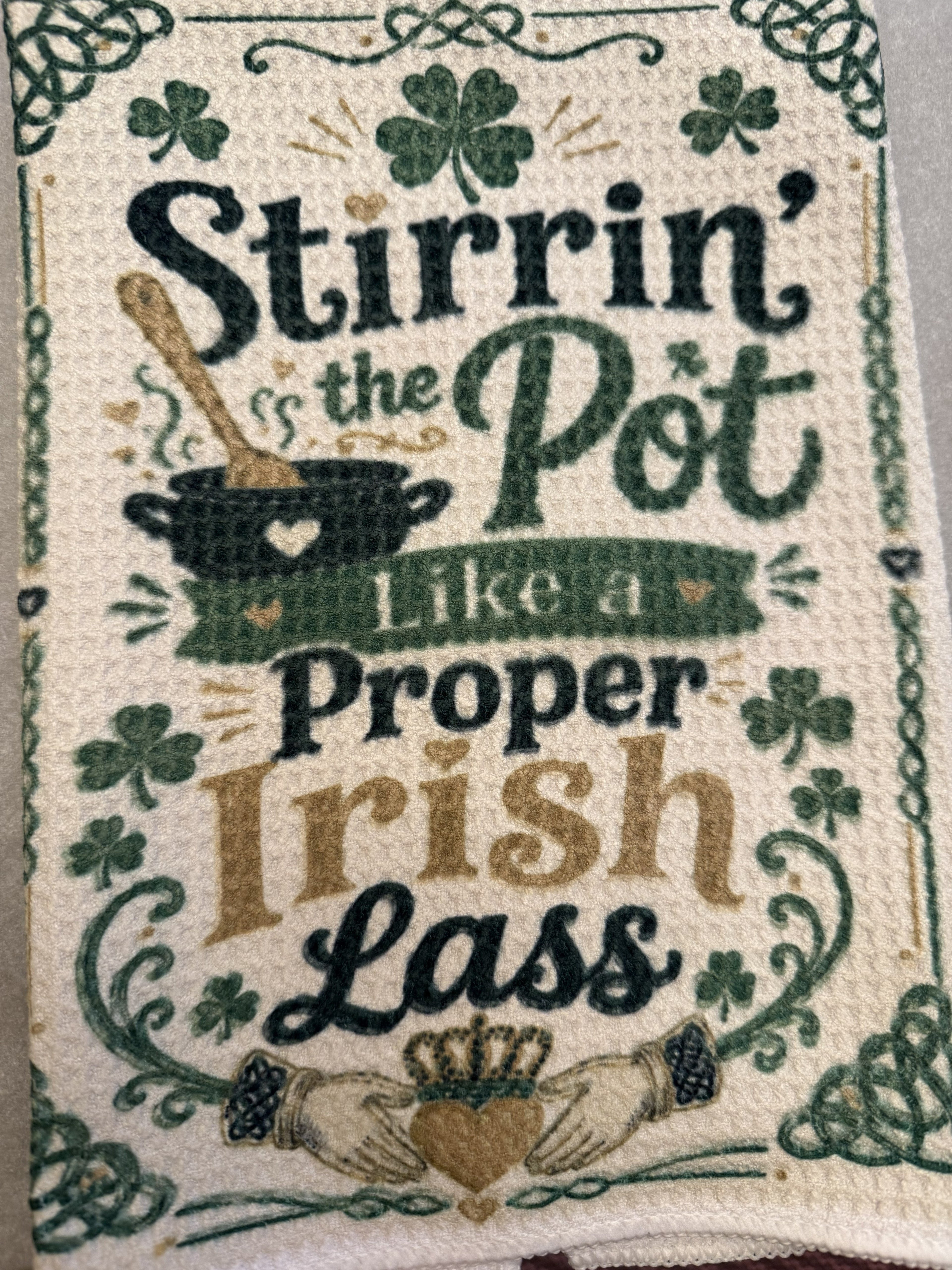 Stirrin' the Pot Like a Proper Irish Lass - Microfiber Dish Towel