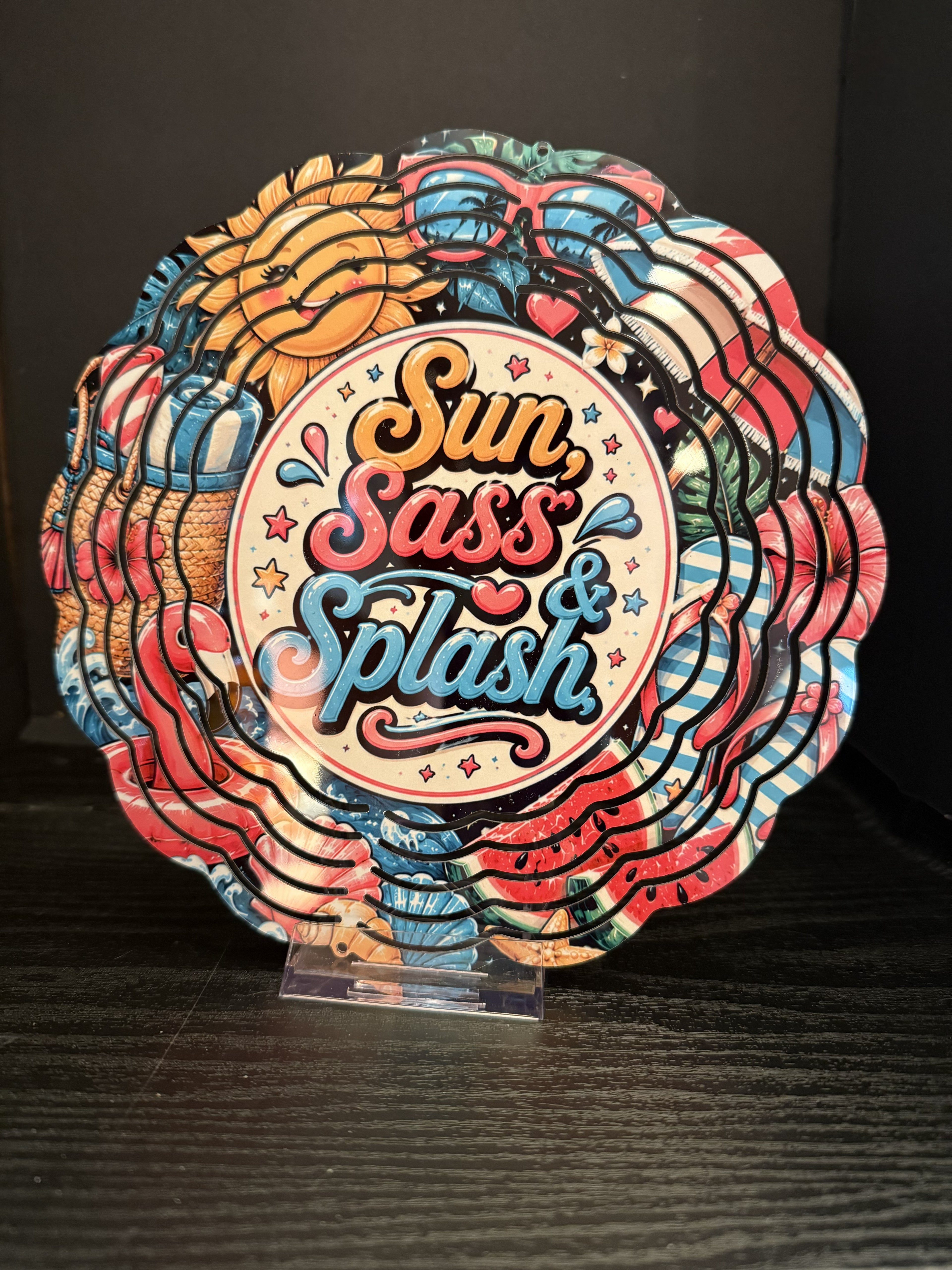 Sun, Sass & Splash - 8" Double Sided Wind Spinner