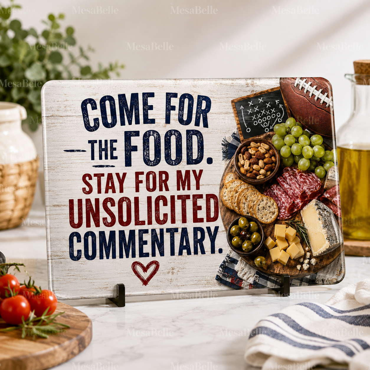 Come for the Food. Stay for My Unsolicited Commentary. — 11"x7.87" Glass Cutting Board
