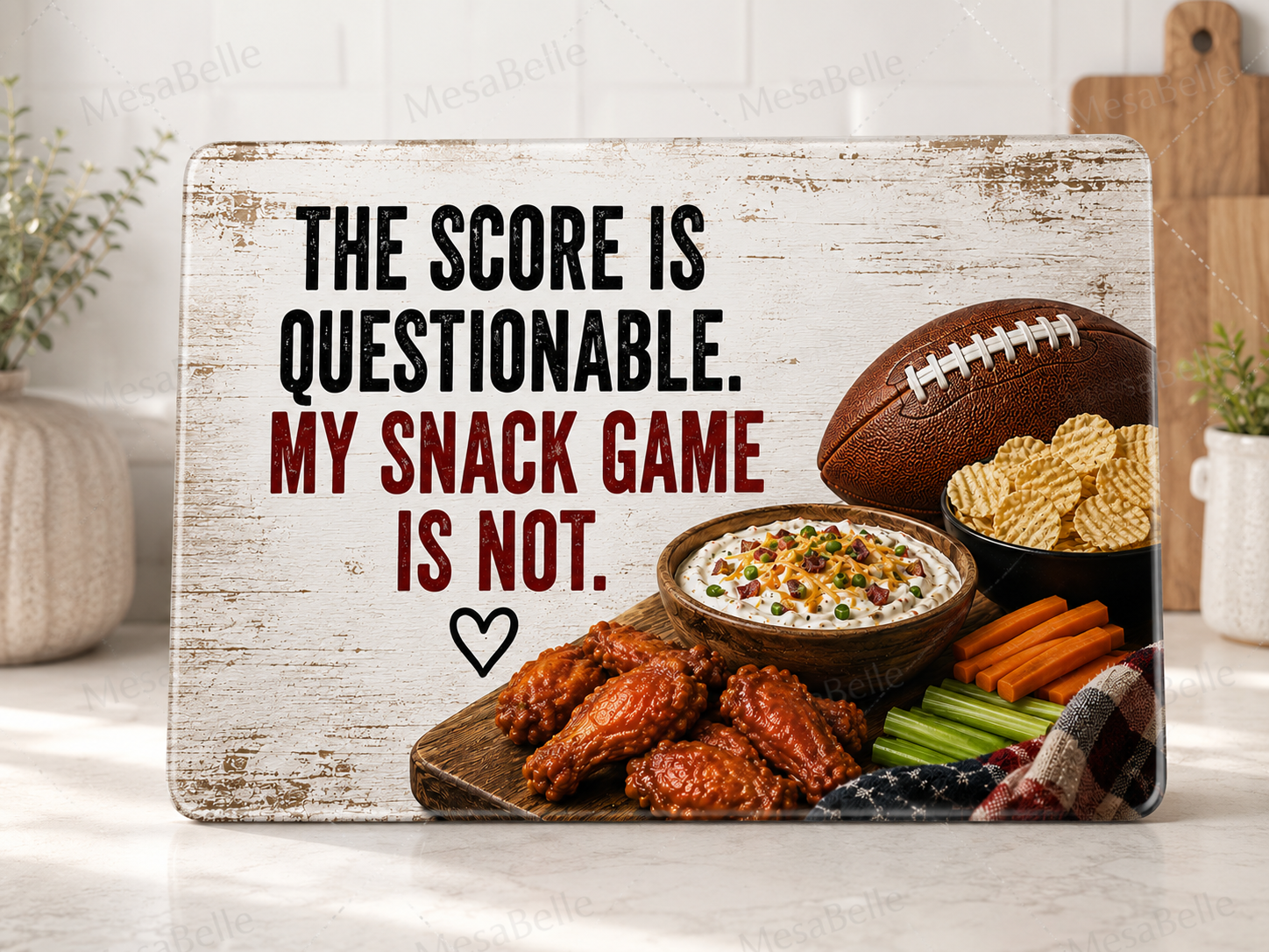 The Score Is Questionable. My Snack Game Is Not. — 11"x7.87" Glass Cutting Board