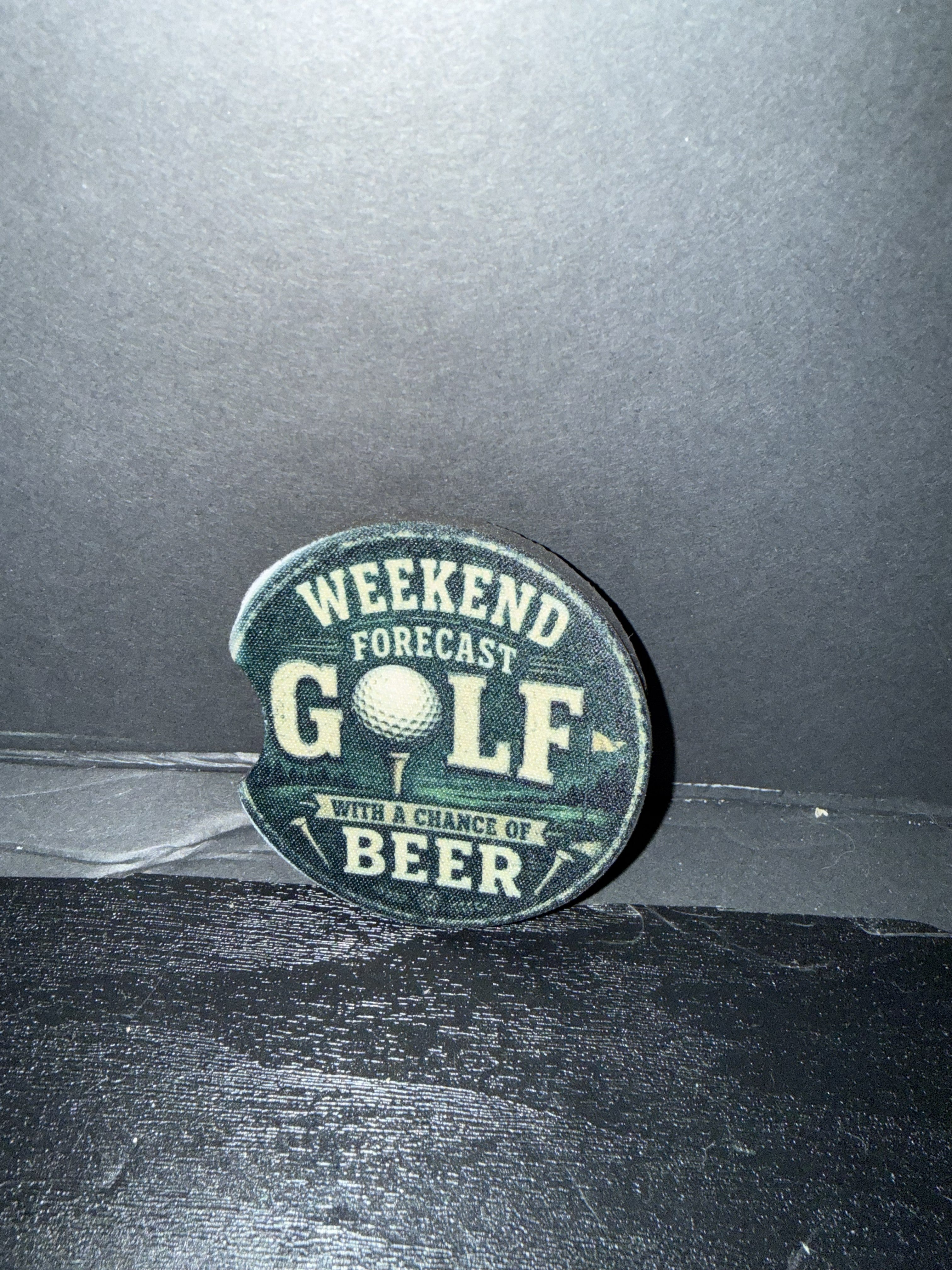 Car Coasters: Weekend Forecast — Golf with a Chance of Beer