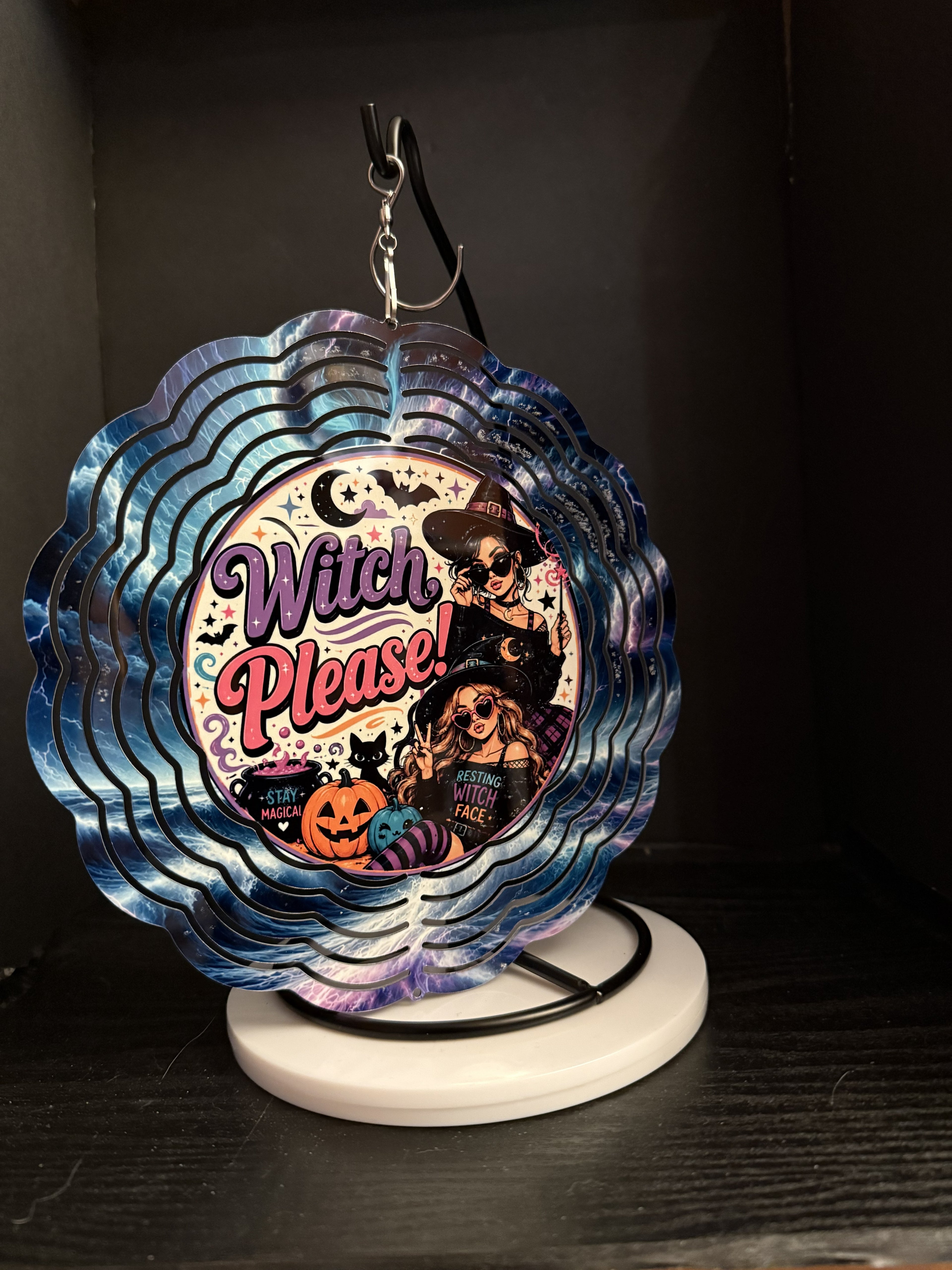 8" Double Sided Wind Spinner - Witch Please